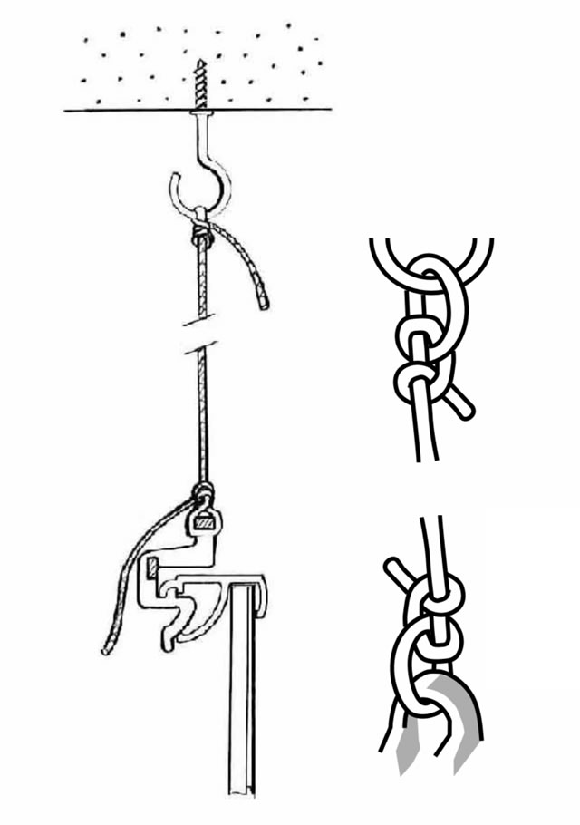 スリムエイト用吊り下げ具 紐をしっかりと結ぶイメージ
