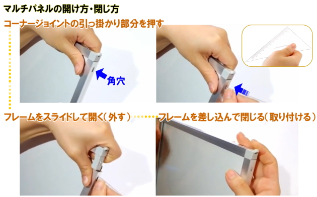 簡易フレーム(マルチパネル)の開け方・閉じ方