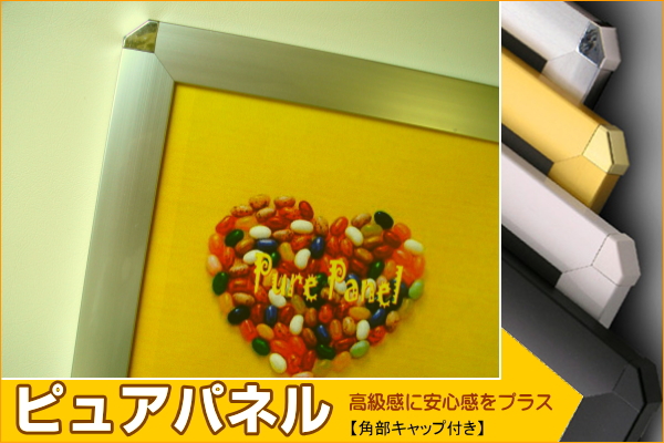 ピュアパネル ポスターや絵画に最適な額縁フレームです。フレーム幅30mm(角部キャップ付)で高級感のある雰囲気です。奥行き15mmなので、壁面にもスマートに取付できます。