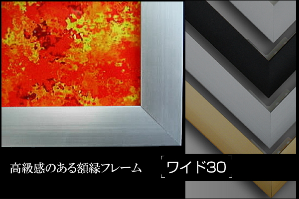 ワイド30 ポスターや絵画に最適な額縁フレームです。フレーム幅30mmで高級感のある雰囲気です。奥行き15mmなので、壁面にもスマートに取付できます。
