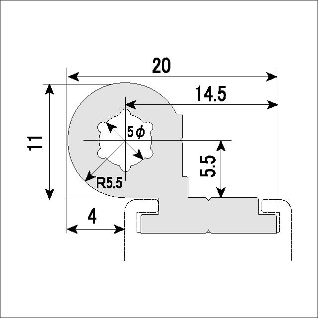 ヒンジスペーサー（SAFA3）断面図