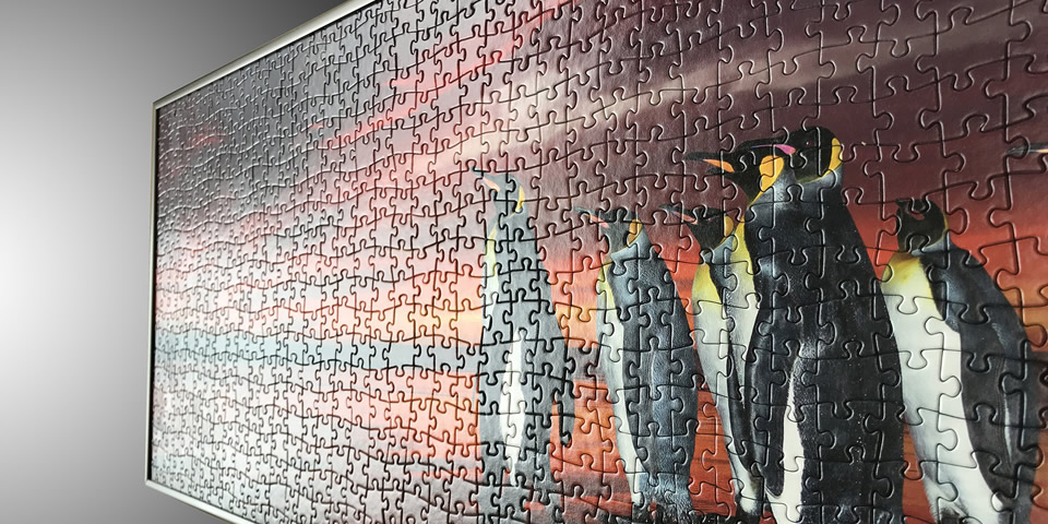 完成した1000ピースのジグソーパズル、スリムエイトで飾りました！
