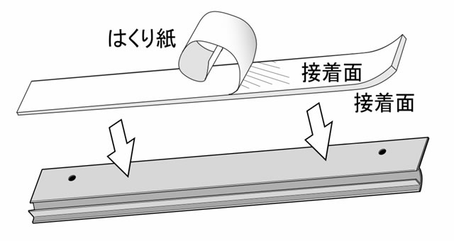 フラップ テープを貼り付けるイメージ