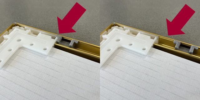 スライドロックはフレームが前から開くのをロックするためのパーツです。